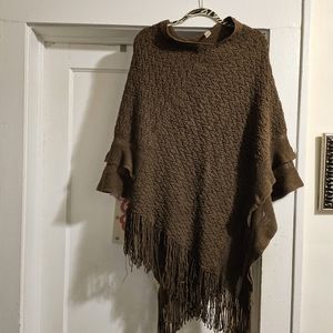 Brown pullover wrap/poncho